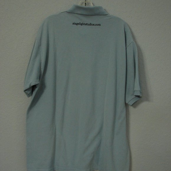 Mens Blue Polo Golf Logo'd Shirt XL Cotton Pole Dancer Collared 1/4 button front - Picture 11 of 15